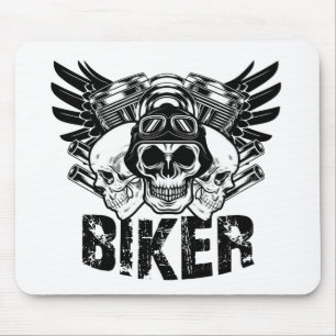 skull motorcycle biker mouse mat