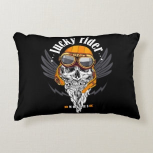 Skull Motorcycle Gift For Motorbike Lovers Decorative Cushion