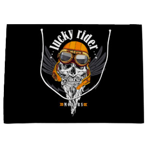 Skull Motorcycle Gift For Motorbike Lovers Large Gift Bag