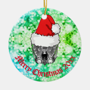 Skull MRI Santa hat "Christmas 20xx"   Ceramic Orn Tree Decoration