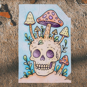 Skull & Mushrooms Adult Colouring Poster