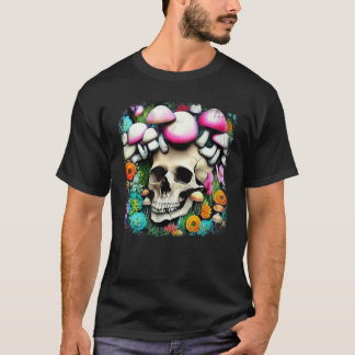Skull Mushrooms Collector Graphic Mushroom Picker  T-Shirt