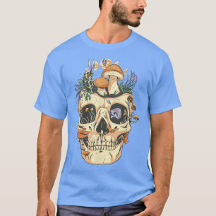 skull mushrooms flowers nature plants nature cloth T-Shirt