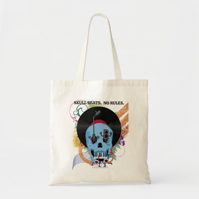 Skull Music Grunge Splatter Tote Bag (Front)