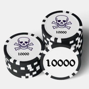 Skull n Bones 10000 striped poker chip