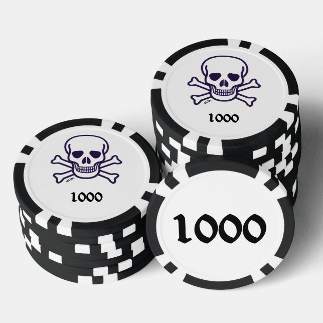 Skull n Bones 1000 striped poker chip (Stack)