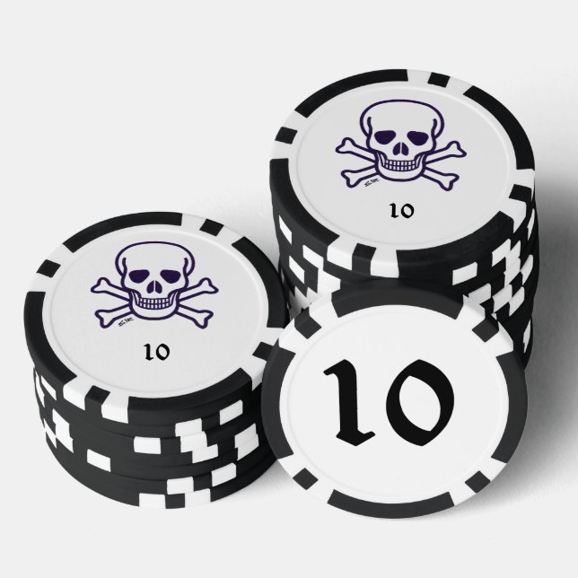 Skull n Bones 10 striped poker chip (Stack)