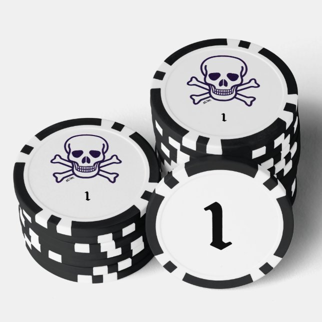 Skull n Bones 1 striped poker chip (Stack)