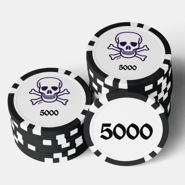 Skull n Bones 5000 striped poker chip (Stack)