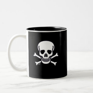 Skull n Bones black 2-tone right hand coffee mug