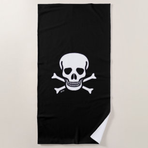 Skull n Bones Black beach towel