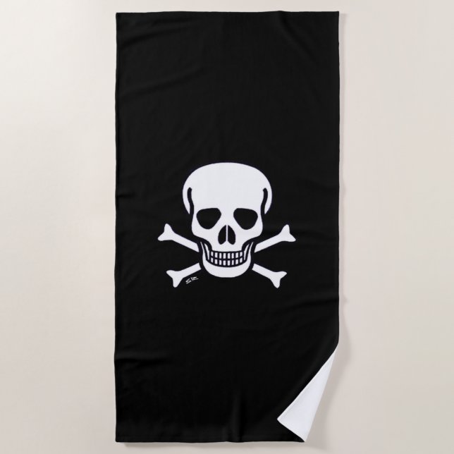 Skull n Bones Black beach towel (Front)