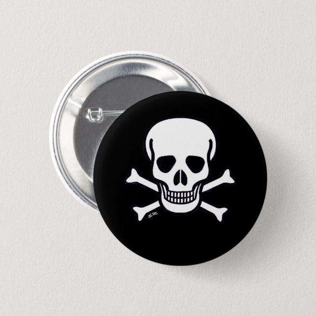 Skull n Bones black button (Front & Back)