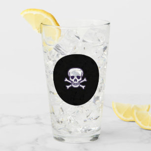 Skull n Bones black glass tumbler