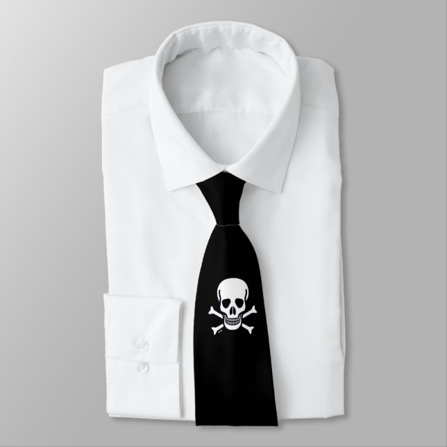 Skull n Bones black necktie (Tied)