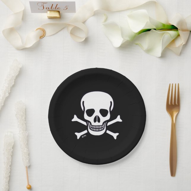 Skull n Bones black paper plates (Wedding)