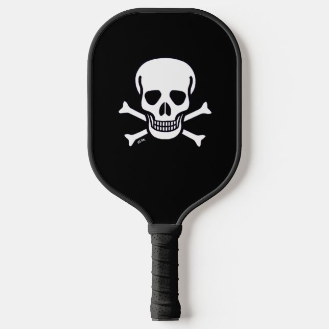 Skull n Bones black pickleball paddle (Front)