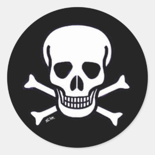 Skull n Bones black small round stickers