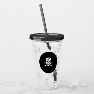 Skull n Bones black smoke acrylic tumbler