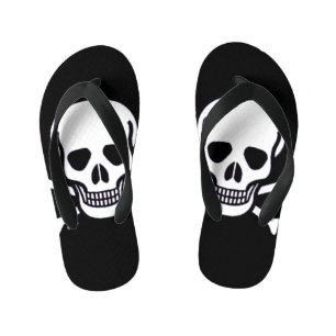 Skull n Bones black toddler flip flops