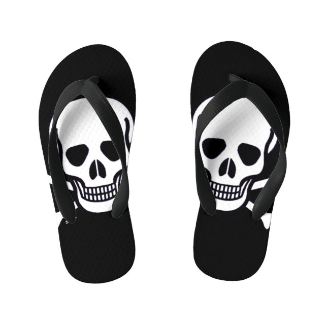 Skull n Bones black toddler flip flops (Footbed)
