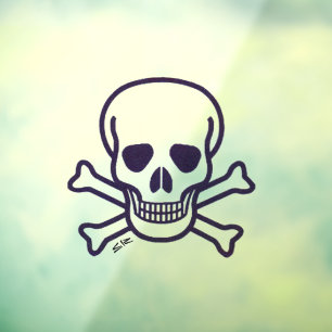 Skull n Bones clear window cling back stick