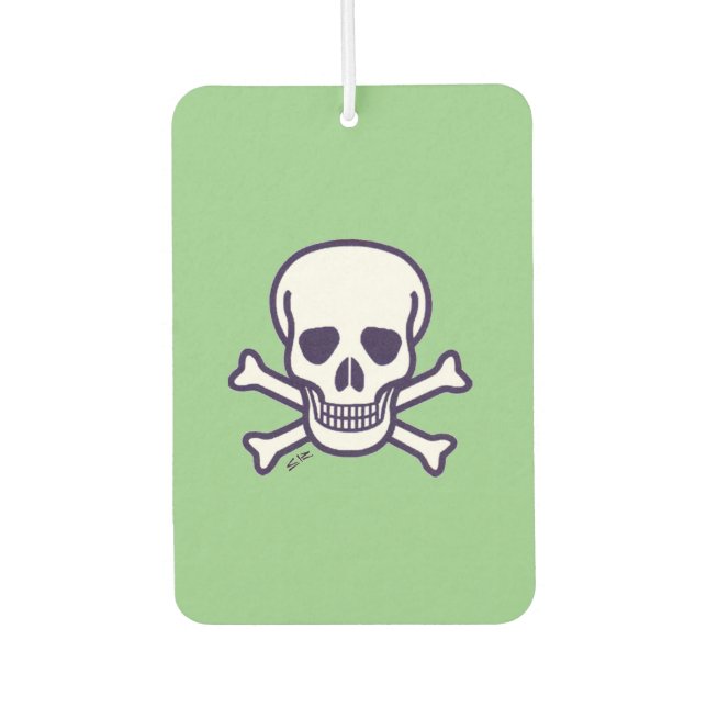 Skull n Bones green car air freshener (Front)