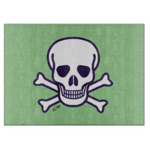 Skull n Bones green glass cutting board