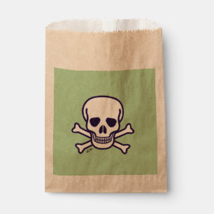 Skull n Bones green kraft favor bags