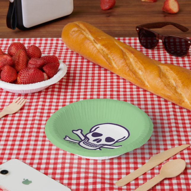 Skull n Bones green paper bowls Plate (Picnic)