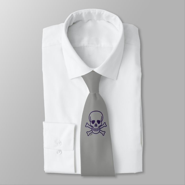 Skull n Bones grey necktie (Tied)