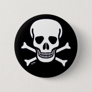 Skull n Bones large skull black button