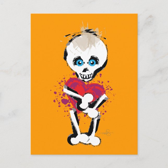 Skull 'n Bones Love Heart Postcard (Front)