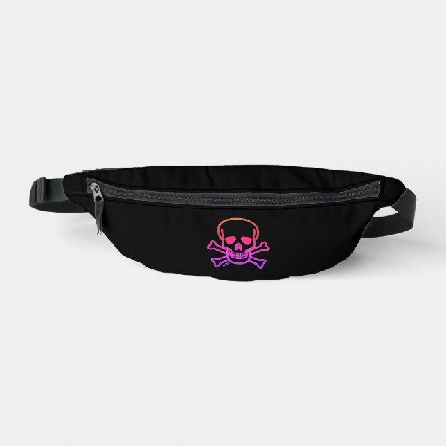 Skull n Bones neon black fanny pack (Front)