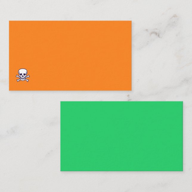 Skull n Bones orange grn std business card corner (Front/Back)