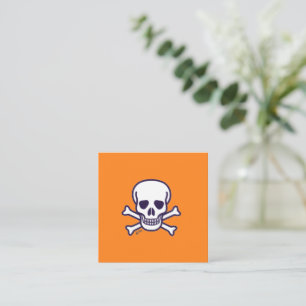 Skull n Bones orange square business card