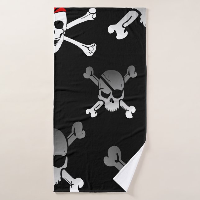 Skull n Bones Party Pirate  Bath Towel Set (Bath Towel)
