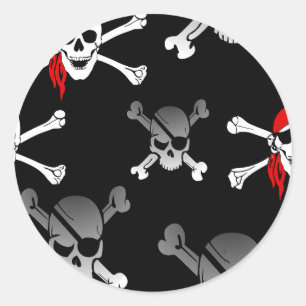 skull n bones Party Pirate Classic Round Sticker