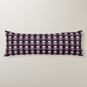Skull n Bones pink black body pillow