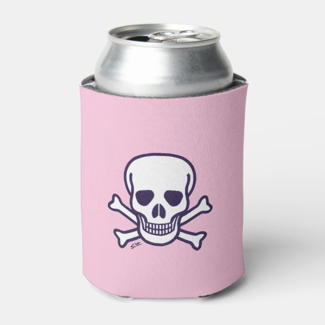 Skull n Bones pink can cooler 2-side (Can Front)