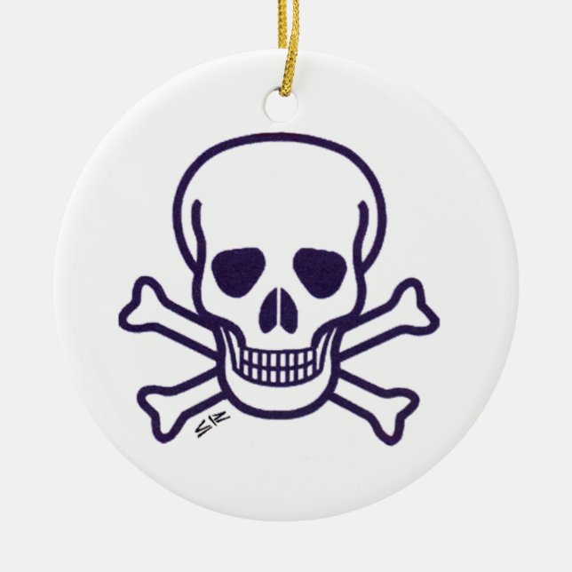 Skull n Bones round ceramic ornament 2 sided (Front)