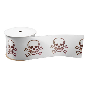 Skull n Bones sepia ribbon spool Satin Ribbon