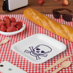 Skull n Bones square paper plates