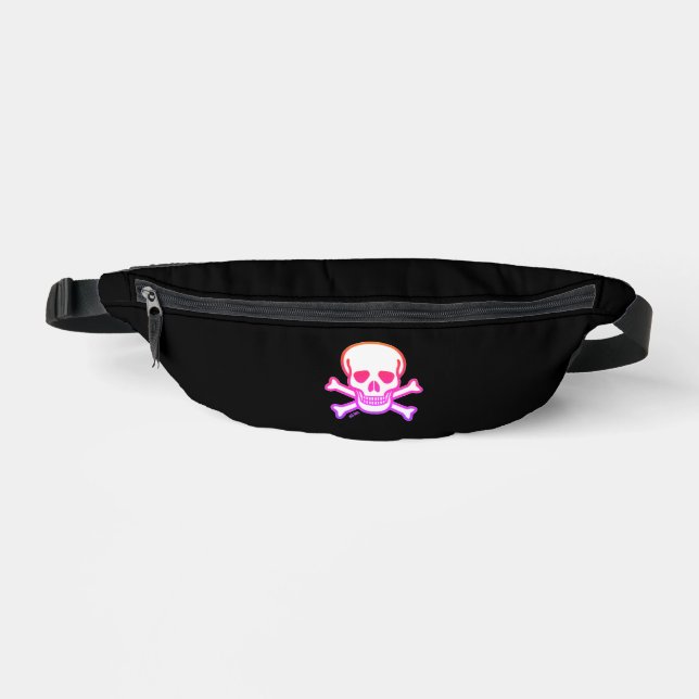 Skull n Bones white neon black fanny pack (Front)