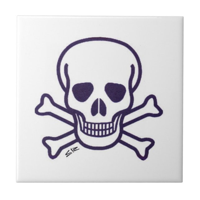 Skull n Bones white small tile (Front)