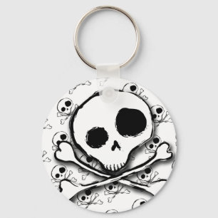 Skull N Bones with backdrop Key Ring