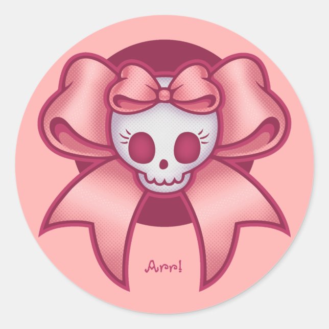 Skull 'n Bows Classic Round Sticker (Front)