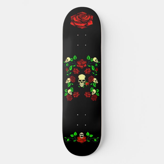 Skull N Roses 3D  Skateboard (Front)