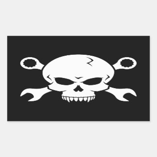 Skull 'n' Tools - Screw Pirate 2 (white) Rectangular Sticker