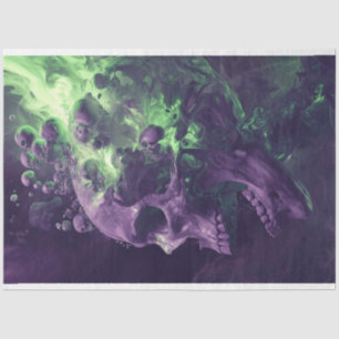Skull Nebular Echoes Purple Green Decoupage Tissue Paper